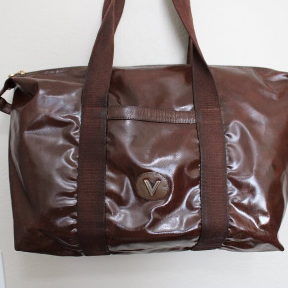 Vintage Mario Valentino Soft PVC Monogram Foldable Overnight Travel Tote Bag - Picture 1 of 14